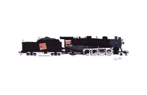 Grand Trunk Western 2-8-2 #3740 11"x17" impresión firmada por Andy Fletcher - Imagen 1 de 1