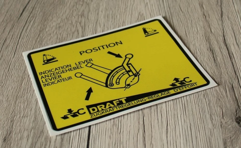 IHC Aufkleber Warnaufkleber Hydraulik Drehzahl Draft - Bild 1 von 1