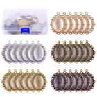 60Pcs 5 colors Round Pendant Trays Glass Cabochon Crafting DIY Jewelry MakiY-cd