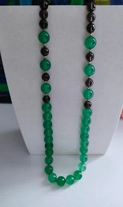 Collana Oro elegantissima Donna Giada verde 12 mm Quarzo fumé senza Chiusura - Foto 1 di 10