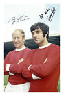 George Best & Bobby Charlton Signed A4 Autograph Photo Print Manchester United