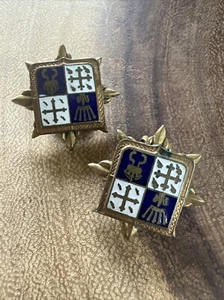 French Heraldic Coat of Arms Star Shield Fleur De Lis Vintage Clip On Earrings - Picture 1 of 8