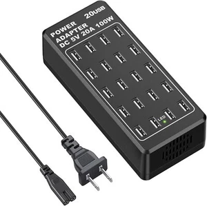 Multiple USB Charging Station, 100W 20 Port, Travel Convenient Charger - Zdjęcie 1 z 14