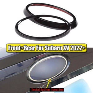 Accesorios de cubierta de anillo con logotipo delantero y trasero negro brillante 2 piezas para Subaru XV 2022 - Imagen 1 de 7