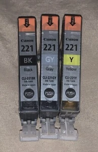 Cartuchos de tinta genuinos Canon 221 negros/grises/amarillos nuevos sellados - sin caja - Imagen 1 de 4
