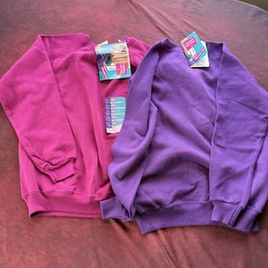 Vintage 90s Hanes Her Way Sweatshirts Blank Womens S Crewneck Purple & Pink NWT - Picture 1 of 8