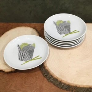 Set/6 Crate and Barrel CB2 Appetizer Plates, Takeout Box Chopsticks Green/Black - Picture 1 of 7