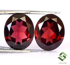 Certified Natural Red Garnet Oval Cut Pair 11x9 mm 7.42 CTS Faceted Loose Gems - Picture 1 of 6