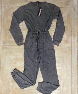 Womens Jumpsuit Size UK 14 Grey Boohoo Long Sleeved Pockets Zip Back RRP £65 - Picture 1 of 15