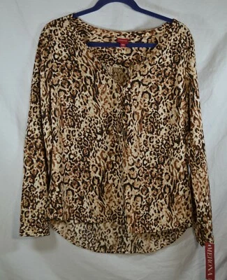 Camisa Top Merona Mediana Estampado Leopardo Nueva con Etiquetas Foto 1 de 4