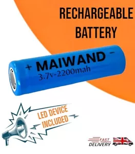 3,7 V Lithium Zellen Akku 2200 mAh wiederaufladbar (MAIWAND) & LED-Gerät - UK-Bestand - Bild 1 von 2