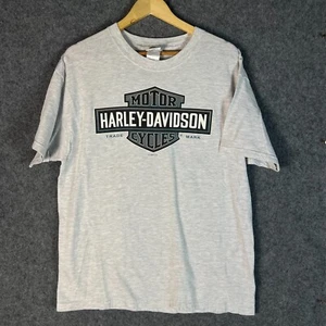 Harley Davidson Hanes Beefy T Shirt Mens Large Grey Graphic Short Sleeve Biker - Picture 1 of 12