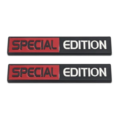 2x Black Metal Red&White Coated Special Edition Logo Racing Coupe Emblem Sticker — 第 1/4 张图片
