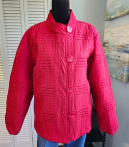 Analogy Women's Red Quilted Button Lightweight Jacket size XL PETITE - Picture 1 of 8