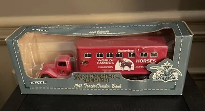 Anheuser Busch Ertl 1941 Tractor Trailer Bank 1/43 Scale Die Cast Metal New - Image 1 of 4
