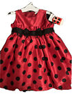 Ladybird Christmas Party Dress - Red Wuth Black Polka Dots Age 6-9Months New