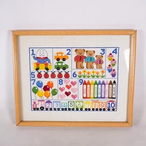 Vintage Framed Cross Stitch Humpty Dumpty Nursery Artwork Home Decor Baby Art - Picture 1 of 7
