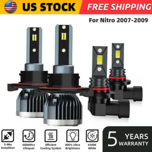For Dodge Nitro 2007-2009 LED Headlight High/Low Fog Light Bulbs 6000k 4PCS - Picture 1 of 10