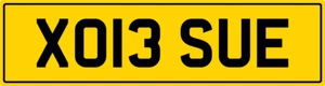 X SUE SUSIE SUSAN SUSANNA SU NUMBER THEME PRIVATE REGISTRATION PLATE XO13 SUE - Picture 1 of 4