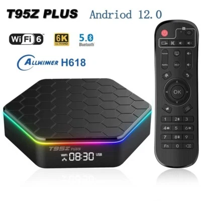 T95Z Plus Android 12 TV Box 16GB/32GB/64GB Smart HD Media Player WIFI Bluetooth - Image 1 of 4