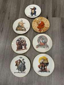 Collection Of 7 Norman Rockwell Christmas Dinner Plates - Picture 1 of 21