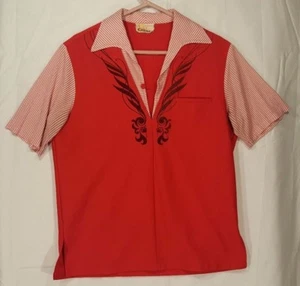 VTG Iolani McInerny Hawaiian Shirt Red Tribal Lounge Sz M - Picture 1 of 11