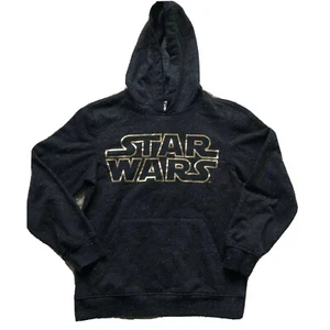 Star Wars Kids Unisex Hoodie Size L Gray Hand Warmer Gold Letters - J - Picture 1 of 7