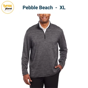 Pebble Beach Men's Quarter Zip, 4-Way Stretch, GRAY XL - Picture 1 of 2