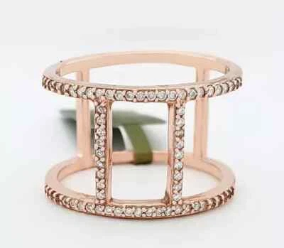 lab created Sterling Silver Sparkling Daisy Ring rose gold plated - Image 1 of 4