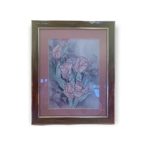 Ago rosa vintage stile vittoriano incorniciato in cornice stile anni '70 LEGGERE - Foto 1 di 8