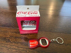 Vintage Coca Cola Stationary Wall Mount Bottle Opener 1991 & keychain NEW - Picture 1 of 3
