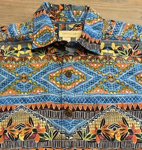 Territory Ahead Wild Blue Southwestern Aztec Button Up Shirt Mens M Short Sleeve - Picture 1 of 17