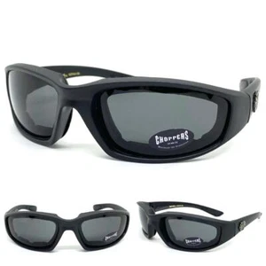 Men's MOTORCYCLE Riding Padded Safety Protective SUN GLASSES GOGGLES Dark Lens - Picture 1 of 8
