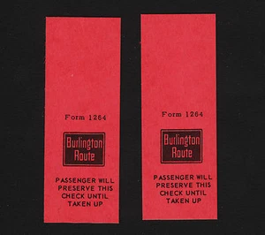 X2 Chicago Burlington & Quincy RR Co. Passagierschecks - Bild 1 von 1