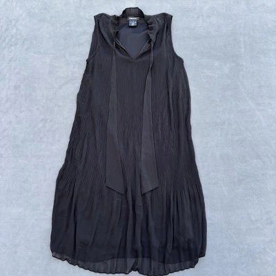 DKNY Womens Linen Maxi Dress Size 6 Lightweight Minimal Goth V Neck Ruffled - Image 1 of 4