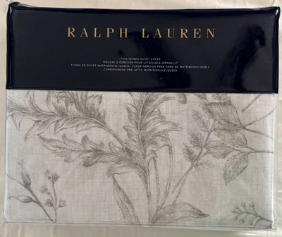 NUEVO $355 RL Ralph Lauren Genevieve Ropa de cama COMPLETA/QUEEN Funda nórdica Gris Foto 1 de 4