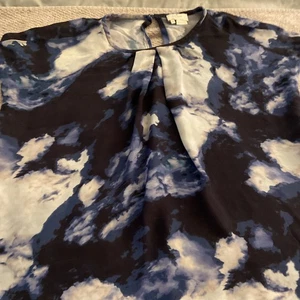 Kate Spade New York Blue Dusk Clouds Crepe Shirt Blouse Top Size 14 - Picture 1 of 14