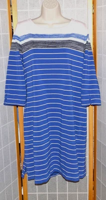 Talbots Women Blue Stretch Cotton Blend Knit Sheath Dress~NextToNew~Sz. 1X - Image 1 of 4