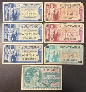MILITARY PAYMENT CERTIFICATE. SERIES 692. 5c 10c 25c $1. WWII 7 Notes - Picture 1 of 2