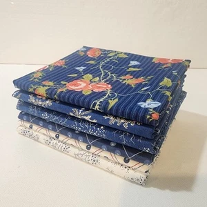 Quilting Cotton Fabric Bundle, Harbor Springs, Med. Blue, 6 prints 1/2-yd. - Picture 1 of 10