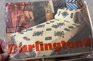Vtg Burlington Twin Fitted Sheet Extra Long. Aztec Print. - Picture 1 of 5