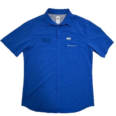 Мужская рубашка Helly Hansen Park City Resort большая лыжная вентилируемая синяя на пуговицах спереди топ - Изображение 1 из 4
