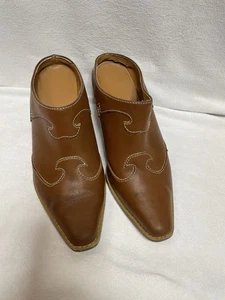 Westernstiefel Leder hellbraun Bootie-Stil Slipper Damen Clog-Absatz Größe 7 - Bild 1 von 11