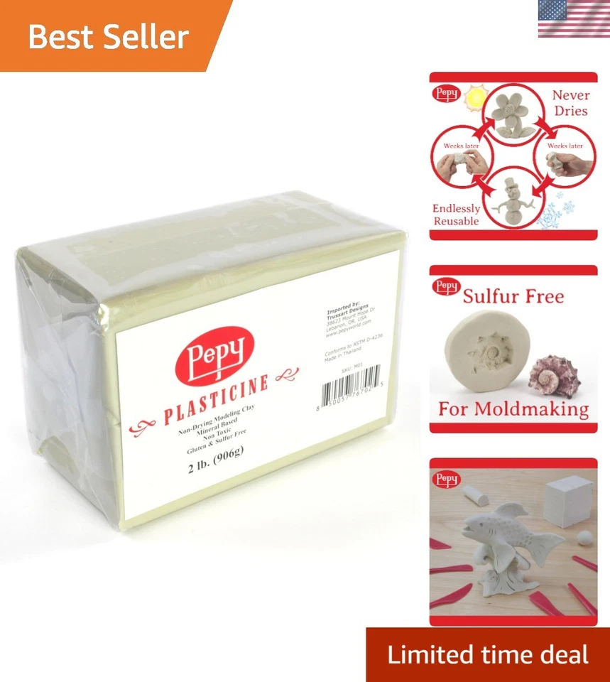 Arcilla para modelar plastilina a base de aceite segura para niños artesanía artística 2 libras crema Foto 1 de 4