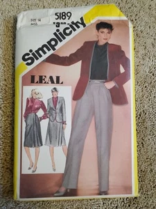 Simplicity 5189 Blouse, Lined Jacket, Front Wrap Skirt & Pants Sz 14 UNCUT FF  - Picture 1 of 3