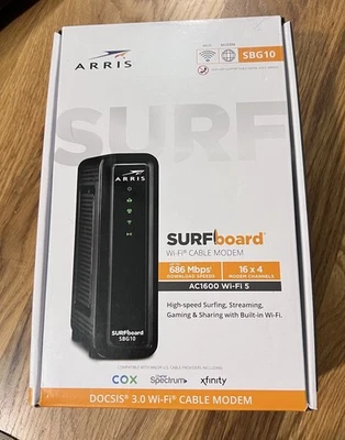 ARRIS Surfboard SBG10 DOCSIS 3.0 16 x 4 Gigabit Cable Modem & AC1600 Wi-Fi - Image 1 of 4