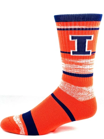Illinois Illini 504 RMC Stripe Crew Socks - Size Large Cover