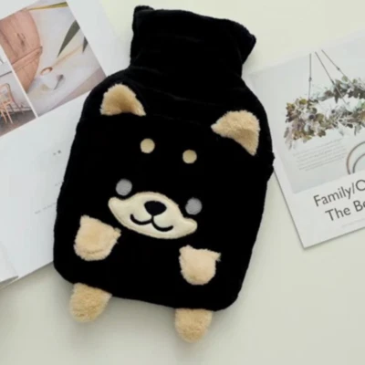 1 L Cute Shiba Inu Rubber Hot Water Bottle with Bag Cover Faux Fur Dog Fluffy - Image 1 of 4