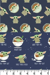 Tessuti artigianali Star Wars Baby Yoda in Galassia Mandalorian Grogu Navy 100% Cotone - Foto 1 di 7