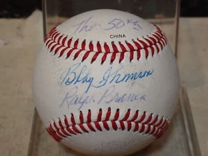 BOBBY THOMPSON RALPH BRANCA AUTOGRAPH BALL 50TH SHOT HEARD AROUND THE WORLD - Picture 1 of 2
